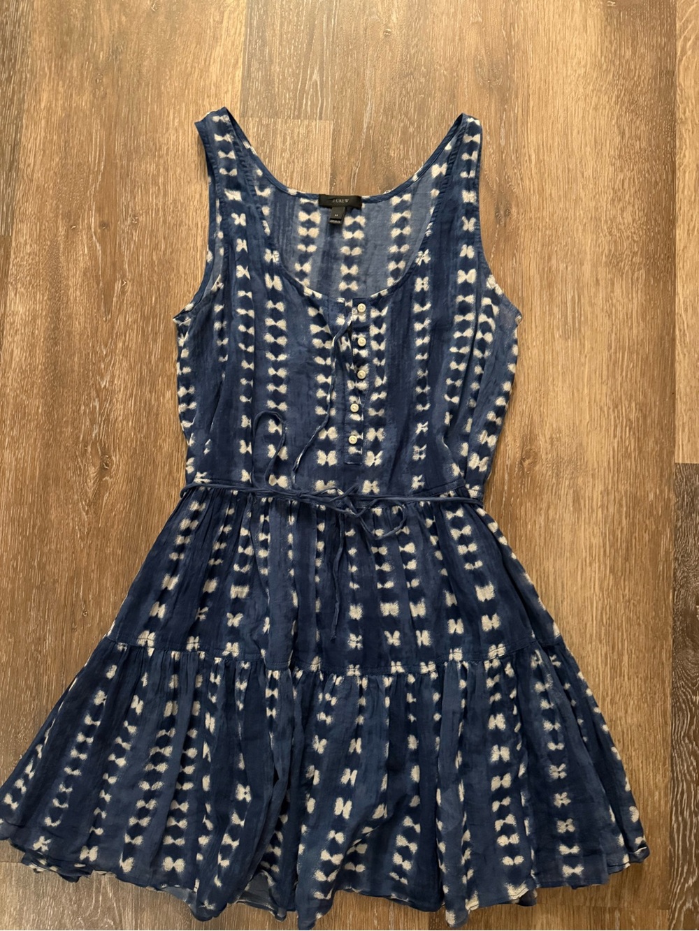 J. Crew Navy and White Tie-Dye Tank Coverup Dress